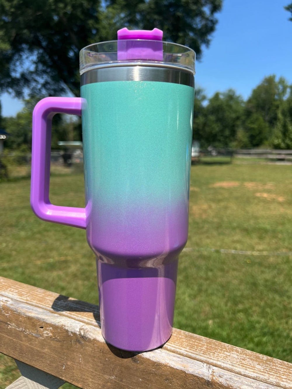 Teal to Purple Ombre Travel Tumbler 40oz Brand New